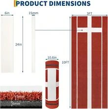 Dragonpad 10x3 Ft Professional Softball Pitching Mat - All-Weather Practice Mat With Rubber & UV-Resistant Turf For Indoor/Outdoor Training - Red - View 2