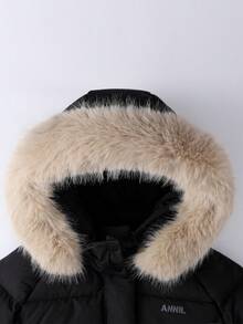 Annil [Extremely Cold Down Jacket]Children's Girls' Long-Sleeved Down Coat With Winter Collar And Hood, Thick Style, Warmth-Resistant Coat - Black - View 4