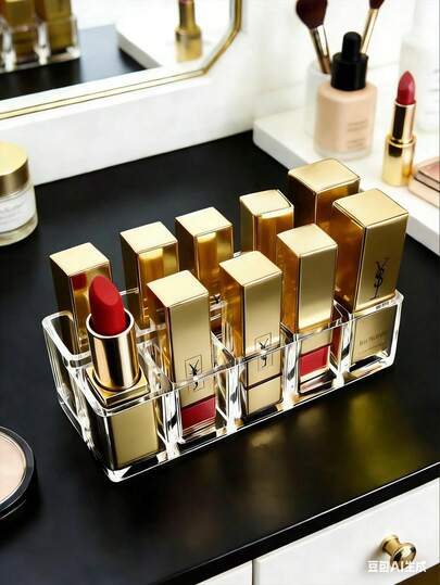 Multi-Compartment Lipstick Storage Box, Transparent Plastic Perfume And Lipstick Makeup Organizer, Skincare Display Rack (For Daily Vanity Table), Room, Bathroom, House, Pink Room, Life & Travel Supplies