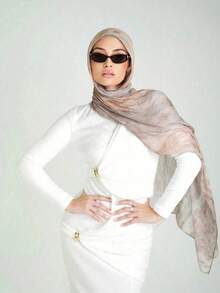 1条女士波西米亚风水彩印花头巾，多色防晒围巾，优雅百搭披肩，适合日常佩戴（此款头巾采用轻薄单面印花面料，尺寸为70*180厘米。实际佩戴效果可能因人而异，材质或尺寸原因不接受退换货。） - 大理石 - 查看 4