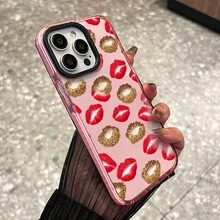 Strawberry Lips Phone Case, Sweet Temptation Style, For Compatible With IPhone 17/17pro/17promax/17Air/Iphone16/16pro/16plus/16promax/15/15promax/15pro/11/12/13/14promax/12mini/13mini/11pro/11promax/12pro/12promax/13pro/13promax/14pro/14promax, Berry Kiss Dessert Treat Gift - 淺粉色 - 查看 4