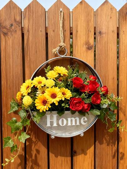 Retro Metal Circular Hanging Pieces For Home Decoration, Iron Creative Wall And Table Dual-Purpose Wall-Mounted Flower Basket, Creating A Home Atmosphere, With A Handicraft Hollowed-Out Design, Can Be Hung Or Placed