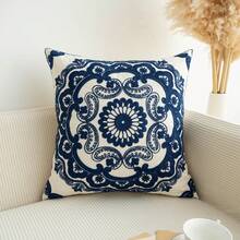 1 pieza Funda de cojín de lona con flores estilo bohemio con bordado exquisito, decoración del hogar de varios tamaños para uso compartido, sin relleno de almohada - Multicolor - Ver 12