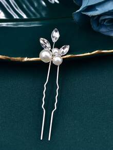 一套手工U型叶子发夹，新娘发饰，伴娘发饰，礼物，婚礼发饰 - 銀色 - 查看 5