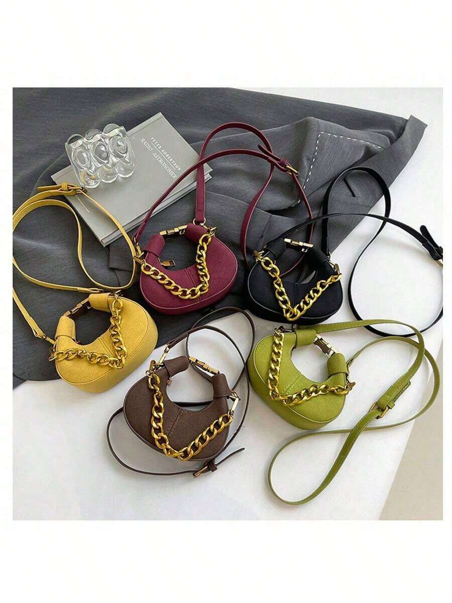 Women's Niche Minimalist Dumpling Bag - Designer-Inspired Small Crescent Moon Crossbody Purse, Cute Micro Handbag With Adjustable Strap, Fashion Mini Bag For Daily Wear Dating Shopping & Gifting - 綠色 - 查看 1