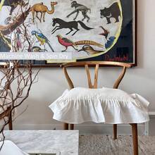 Korean Made Chair Pad Slipcover 17.5'x17.5' Chair Cushion Cover Ties With Ruffle Farmhouse Decor Covers Only, Gift For Mom (Solid White) StocFKing Stuffer - 純白色 - 查看 7