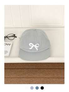 刺绣字母英文图案平沿宽檐棒球帽，适合春夏外出，戴在脸上显得小巧，嘻哈风格，防晒帽，滑板嬉皮风 - 彩色 - 查看 3