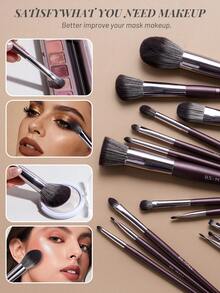 BS-MALL 20pcs High Quality Pearl Makeup Brush Set, Professional Makeup Tools Makeup Artist Eyeshadow Brush, Foundation Brush, Blush Brush - Rust Brown - View 2