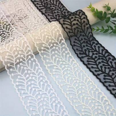 Dây viền ren thêu hình cỏ nước rộng 7cm - Sợi polyester thiết kế rỗng, thích hợp cho các sản phẩm thủ công DIY, quần áo, váy, mũ, túi xách, rèm cửa và phụ kiện tóc.