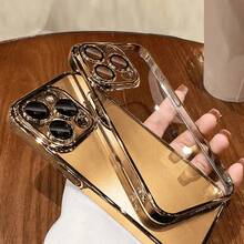 1pc Luxury Transparent Protective Case With Electroplated Glossy Surface, Built-In Glass Camera Lens, Full Coverage Phone Case Compatible With IPhone 16/16 Pro/16 Plus/16 Pro Max, 11/11 Pro Max, 12/12 Pro/12 Pro Max, 13/13 Pro/13 Pro Max, 14/14 Pro/14 Pro Max, 15/15 Pro/15 Pro Max, 17/17 Pro/17 Pro Max/17 Air - 款式4(1pc) - 查看 4
