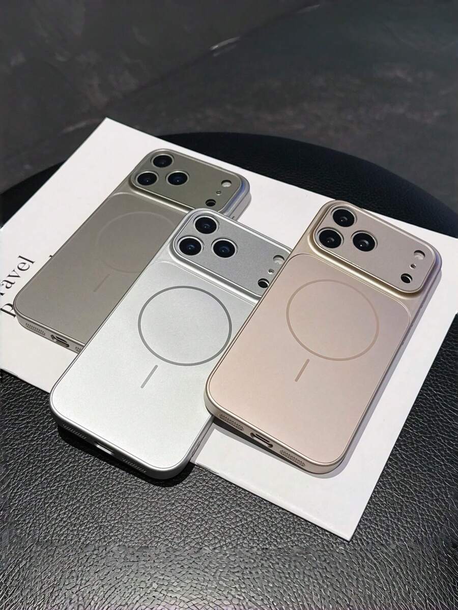 Magnetic Matte Phone Case With Camera Protection, Luxury Silver/Orange/Pink Magnetic Matte Phone Case, Shock-Proof Protective Case For IPhone - Silver - View 1