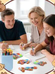 24支装水豚四色圆珠笔套装，派对礼品，多色笔套装，卡通风格可爱四合一按动式圆珠笔，水豚造型圆珠笔，节日派对、生日礼物的理想之选 - 彩色 - 查看 5