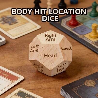 1pc Critical Location Body Hit Dice | Polyhedral Wood Dice Suitable For D&D, RPG, MTG, Dragon & Dungeon Tabletop Games