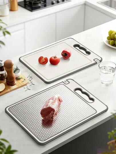 14.4" X 9.8" Stainless Steel Kitchen Cutting Board, Anti-Scratch Mesh Design, Dual-Sided 304 Stainless Steel And Plastic, Meat Thawing Board, Dishwasher