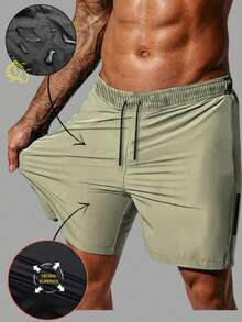 Men's Dry Fit Bermuda Shorts With Elastane - Stretchy Bermuda Shorts With Quick-Drying Fabric - Ideal For Gym, Running, And Diving. - 軍綠色 - 查看 2