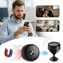 1 pieza Cámara mini inteligente Full HD 1080P que admite conexión WiFi de 2.4Ghz, se puede acceder de forma remota a través de aplicaciones móviles, tiene funciones de detección de movimiento, grabación en bucle e intercomunicación de voz, admite carga USB y es adecuada para uso en interiores y exteriores. Adecuada para escenas de de oficina, automóvil y hogar, y es una cámara oculta. - Negro - Ver 6