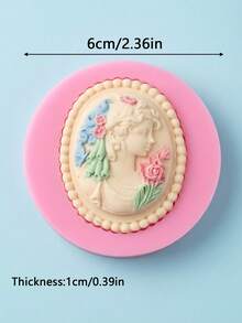 1 pieza/2 piezas Molde de fondant con marco retro, molde de silicona con cabeza de diosa de cabello largo y rosa, para manualidades de chocolate, decoración de pasteles y pudines, proyectos de joyería y arcilla polimérica - Rosa - Ver 2