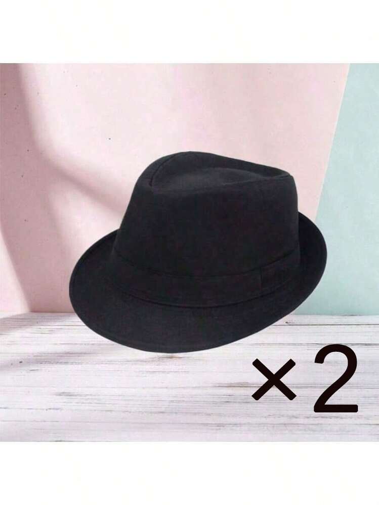 1/2 pares de sombrero de jazz unisex de moda, sombrero de copa clásico para uso diario, fiesta, escenario, protección contra el frío en otoño/invierno - Negro - Añade 15