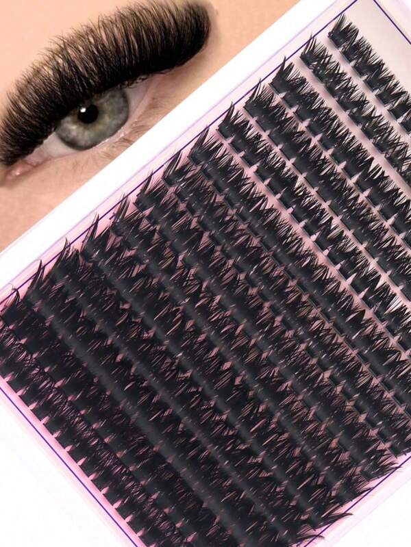 280簇80D猫眼假睫毛，3D自然柔软假睫毛，蓬松烟熏DIY假睫毛，适合日常、派对、舞台、旅行妆容，感恩节和万圣节眼妆必备，非常适合新手。