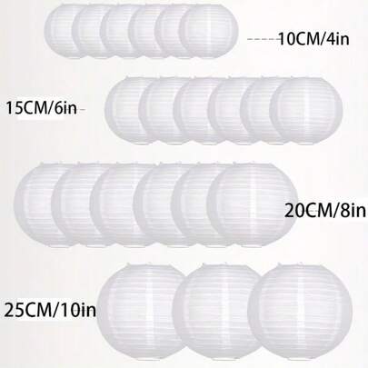 21pcs White Paper Lantern Set For Weddings, Engagements, Birthdays & Graduations - Elegant Striped Design, No Electricity Needed, Battery-Free ﻿