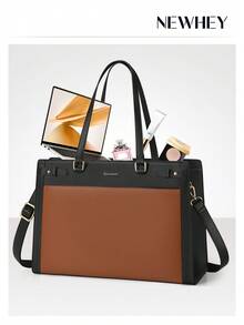 NEWHEY 15.6 Inch Women's Laptop Bag, PU Leather Briefcase, Waterproof Office Handbag, Designer Laptop Sleeve, Suitable For Office, Teachers, College Students, Travel, Large Capacity, Professional - Multicolor - View 3