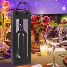 Paquete de 20 Bolsas de Regalo para Vino Cyblinia con Ventana Transparente de 14.2 x 4.9 x 3.4 Pulgadas, para Bodas, San Valentín, Cumpleaños y Fiestas - Negro998 - Ver 6