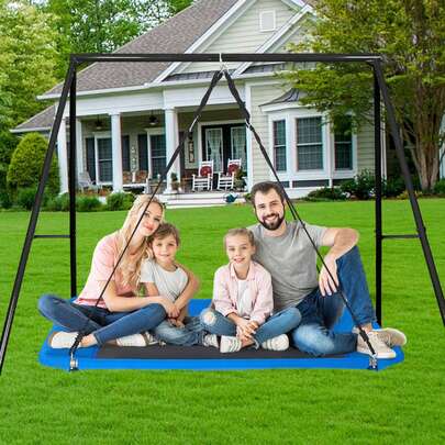 Platform Swing, 60 Inch Platform Tree Swing For Kids And Adults, 700lbs Weight Capacity Outdoor Swing, 900D Oxford Fabric Swing Seat With 2 Tree Hanging Straps And Adjustable Multi-Strand Ropes