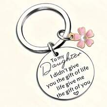 Best Mom Keychain Gift For Daughter, Birthday, Christmas, Women Keyring, Mom Slogan, Casual, Party, Cute, Elegant Stainless Steel Mother's Day Car Decor, Bag Accessory, School, Gothic Y2K Style - Flower - View 3