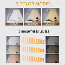 LED阅读灯，可调光夜灯，带灵活鹅颈灯臂，360°可调，3种颜色模式和10级亮度，适用于家庭/办公室/绘画/阅读 - 3種顏色 - 查看 5