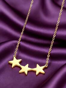 MONALLY 18K镀金星形吊坠项链，精致小巧，适合女士周年纪念、情人节、日常佩戴，四季皆宜，浪漫节日礼物。 - 金黃色 - 查看 5