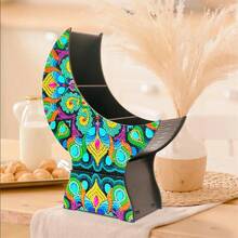 SNA 2026新款5D水钻图案DIY曼陀罗图案月牙形多空间糖果零食盘带支架水钻刺绣水果盘DIY工艺品 - 半成品-需要自己貼 - 查看 7