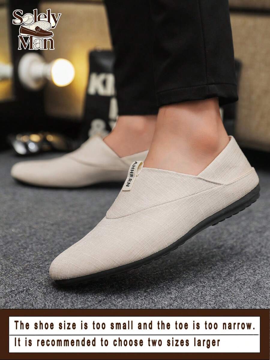 Men's Loafers New Casual Shoes Versatile Moccasins Slip-On Fisherman Shoes Slouchy Shoes Flat Canvas Boat Shoes Men's Shoes Black Formal Shoes Flat Canvas Shoes (Run Small And Narrow, Please Order One Size Up) - Beige - View 1