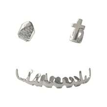 一套男女通用水钻十字架火焰牙套，适合日常休闲和派对佩戴 - 彩色 - 查看 5