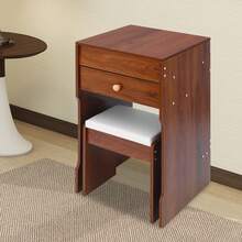 Compact Makeup Vanity Table With Mirror & Stool, 40cm Flip-Up Dressing Table For Bedroom With Storage Compartments, Vanity Table With Mirror For Bedroom, Space-Saving Vanity Desk - Warm White, Black Walnut, White Oak - Quả óc chó đen - Xem 4