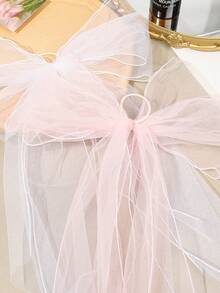 1件套新娘婚纱头纱，大蝴蝶结设计发带，适用于婚礼、摄影、登记、孕妇摄影 - 彩色 - 查看 3