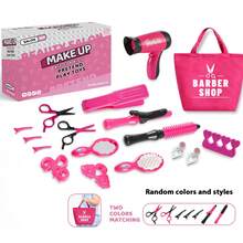 17Pcs Kids Hair Salon Toy Set - Pretend Play Hairdressing Kit With Hairdryer & Styling Tools - Perfect Birthday Gift For Girls - Multicolor - View 15