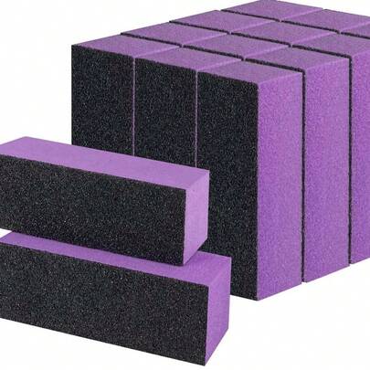 20/10pcs Nail Buffer Block, Professional Manicure Tools, 100/180 Grit, Black Purple 3 Sides Nail Files Art Pedicure Manicure File