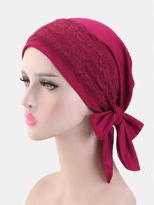 1pc Women Lace Trim Headscarf With Ribbons, Headband Headwrap, Chemo Cap, Suitable For Daily Use - Lace - View 28
