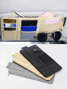 Car Sun Visor Storage Bag With Multi-Pocket Organizer, Universal Fit For Most Vehicles, Keeps Sunglasses, Cards, Driver's License, Registration And Insurance Documents Neatly Accessible, Clutter-Car Interior Companion For Daily Commute, Road Trip Essentials, And Fashion Accessories, Simple Quick-Access Storage Solution For Driving Essentials, Durable Lightweight Design, Perfect For Passengers And Driver, Streamlined Vehicle Organization Accessory For Everyday Use - Multicolor - View 5