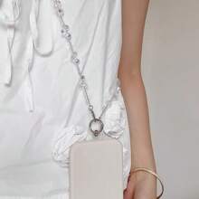 1pc Water Drop Crystal Beaded Phone Lanyard Strap, Transparent Bead Chain Fashionable Lightweight Phone Charm Detachable For Bag, Includes Transparent Clip - Multicolor - View 9