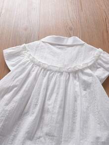 Girls' New Blouse, Short Sleeve Top For Summer - White - View 3