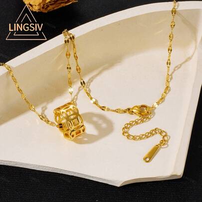 Titanium Steel Necklace, New Chinese Style Versatile Minimalist Personalized Copper Coin Necklace, Women's Elegant Luxury Lightweight Coin Pendant Clavicle Chain