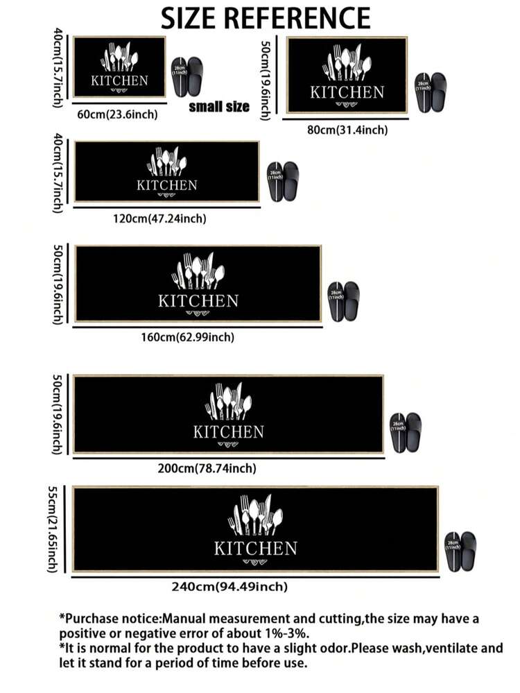 3.5mm Thick Rubber Linen Kitchen Mat, Black Culinary Style Absorbent Kitchen Rug With Sewn Edges To Prevent Peeling, Water-Absorbing And Easy To Clean Doormat, Suitable For Kitchen, Bathroom, Laundry Room, Hallway, Living Room And More - Multicolor - View 4