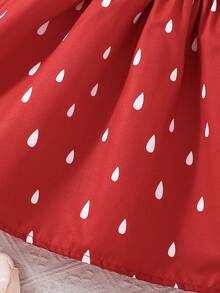 2件套女童红色草莓印花连衣裙配迷你斜挎包，春夏款 - 紅色 - 查看 7