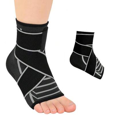 1 قطعة كم دعم الكاحل للجنسين - مع أشرطة، ضغط قابل للتعديل، يثبت مفصل الكاحل، مناسب للرياضة والياقة البدنية والاستخدام اليومي