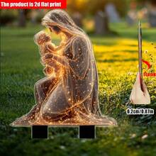 2D Flat, 1pc Virgin Mary & Jesus Garden , Waterproof & Snowproof Acrylic Outdoor/Indoor Decor With Lighting Effect, Durable Plastic Lawn , Suitable For Christmas & Easter - C - View 1