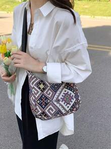 撞色大容量单肩包，适合购物、装钱包，适合年轻女性、大学生、新婚夫妇、上班族女性。是办公室、大学、工作、商务、通勤、户外活动、旅行和野餐的理想之选。 - 彩色 - 查看 7