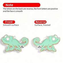 2D Flat Cartoon Chameleon Brooch Design Pendant Earrings, Fashionable Jewelry, Party Gifts, Holiday Gifts For Family And Friends - A Pair - View 3
