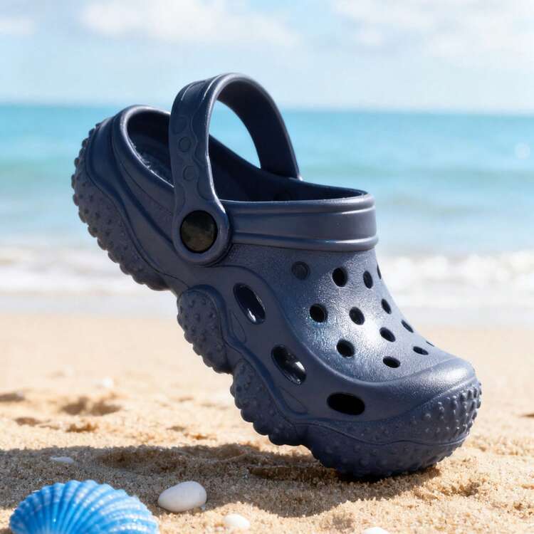 Kids Slip-On Sandals With Textured Sole, Casual Versatile For Daily Wear, Beach, And Outdoor - Navy Blue - View 13