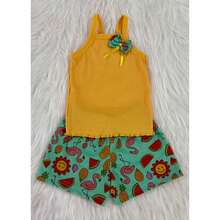 KIT TEMA Jardim com 5 Conjuntos Top Alça Infantil de Menina - TEMA JARDIM - Visão 6